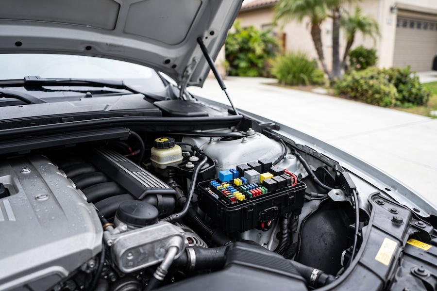 The inside of a BMW's engine that is affected in the recall.