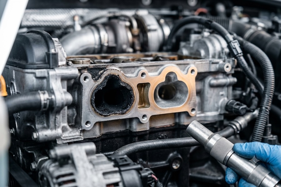 A closeup of an Audi engine.